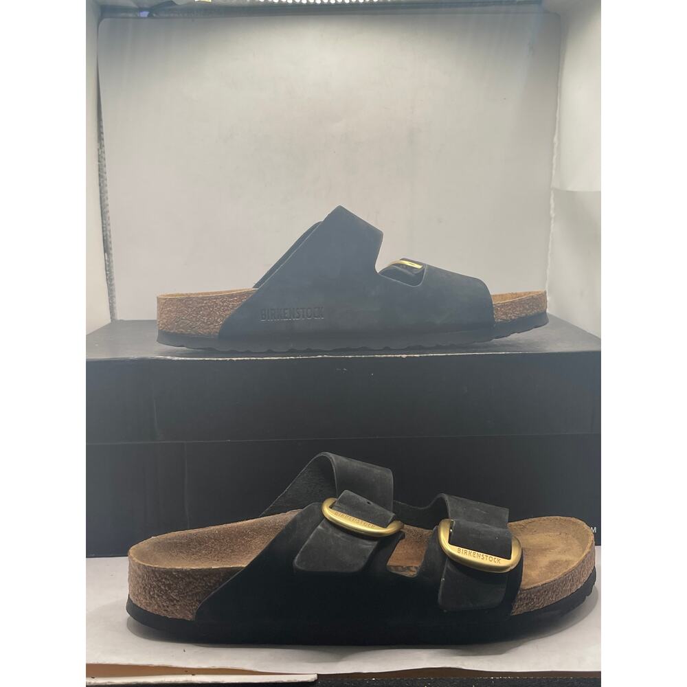 BIRKENSTOCK ARIZONA BIG BUCKLE SANDAL BLACK NUBUCK LEATHER EUR 38/US 8 - 8.5